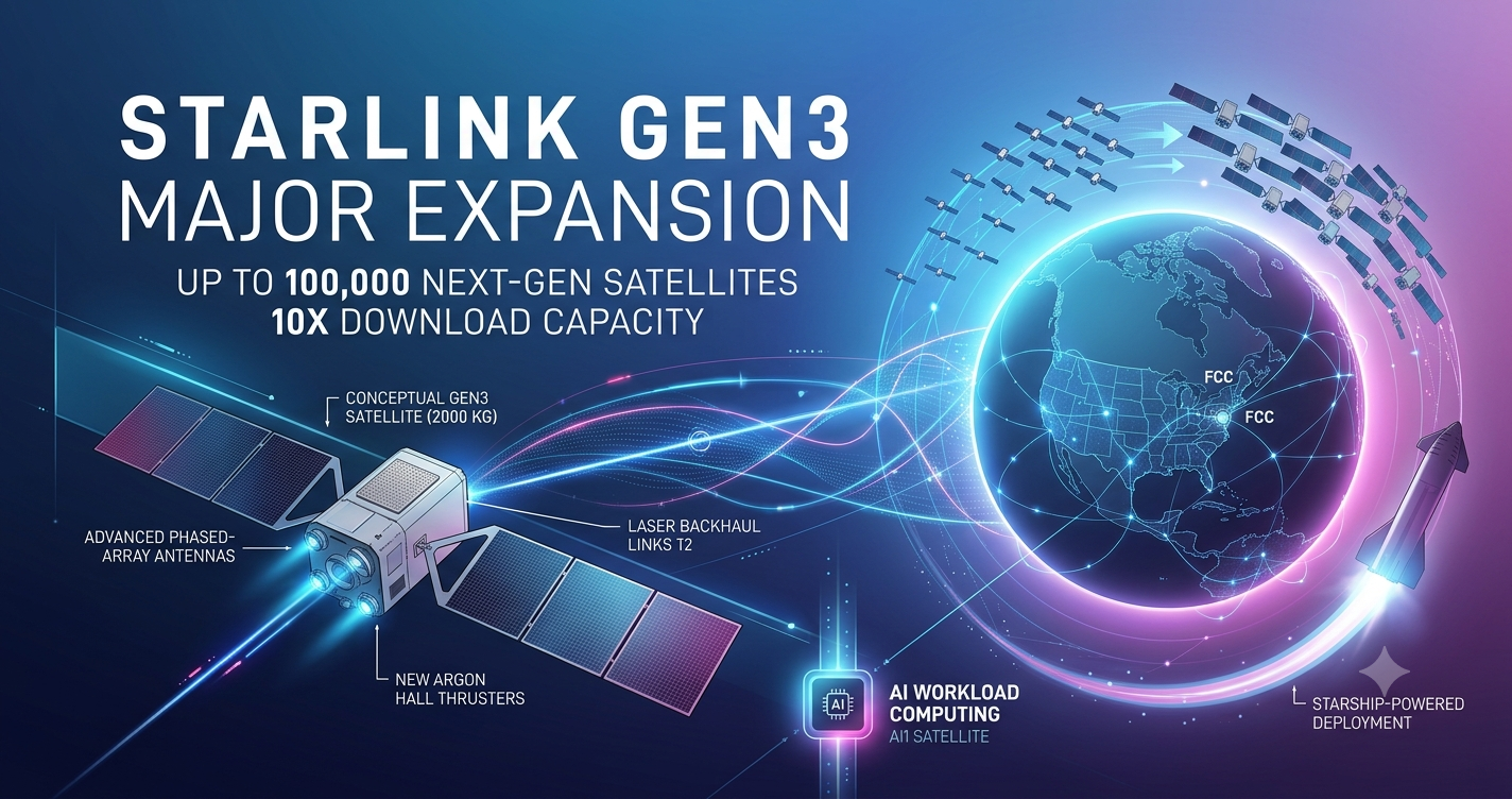 SpaceX Files FCC Request for 100,000 Gen3 Starlink Satellites