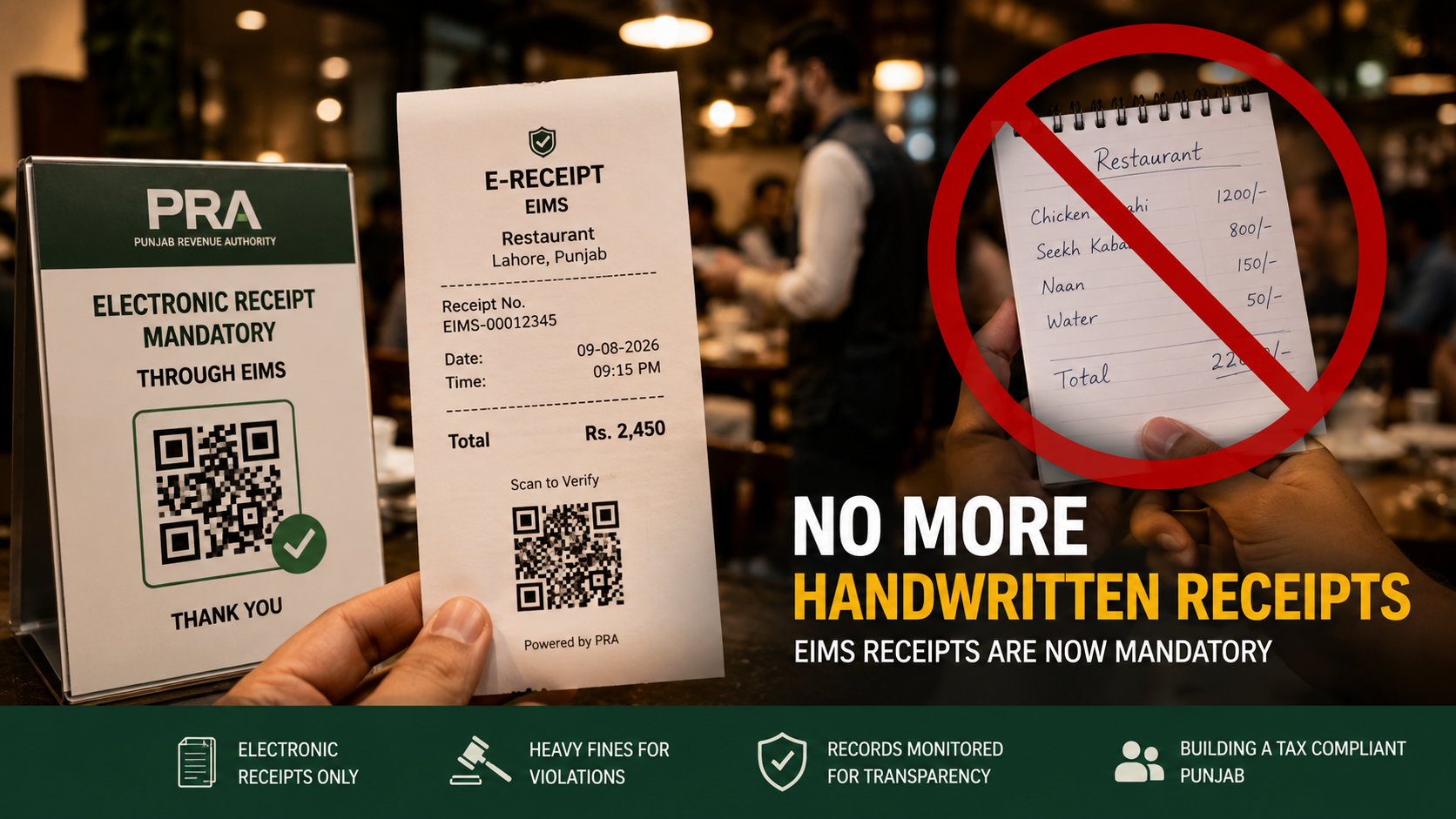 Punjab Restaurants Face Fines for Handwritten Receipts