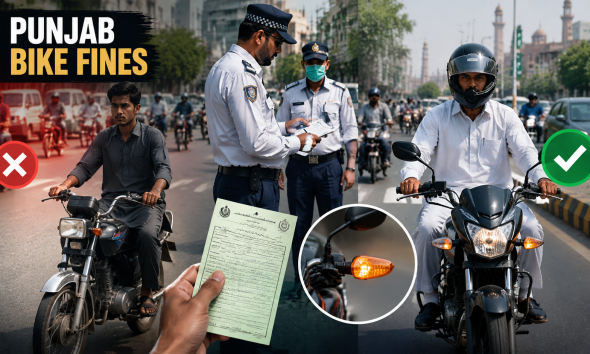 Punjab Motorcycle Fines for Missing Mirrors and Indicators