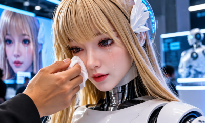 Yansyn-X2 humanoid robot producing realistic tears with AI technology