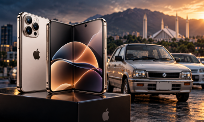 Apple iPhone Duo foldable smartphone showing its dual-screen design as prices in Pakistan reach nearly Rs15 lakh.