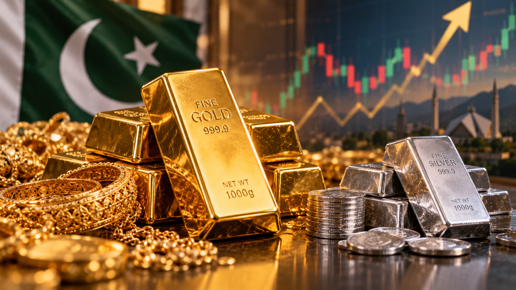 Gold bars representing gold prices in Pakistan today.