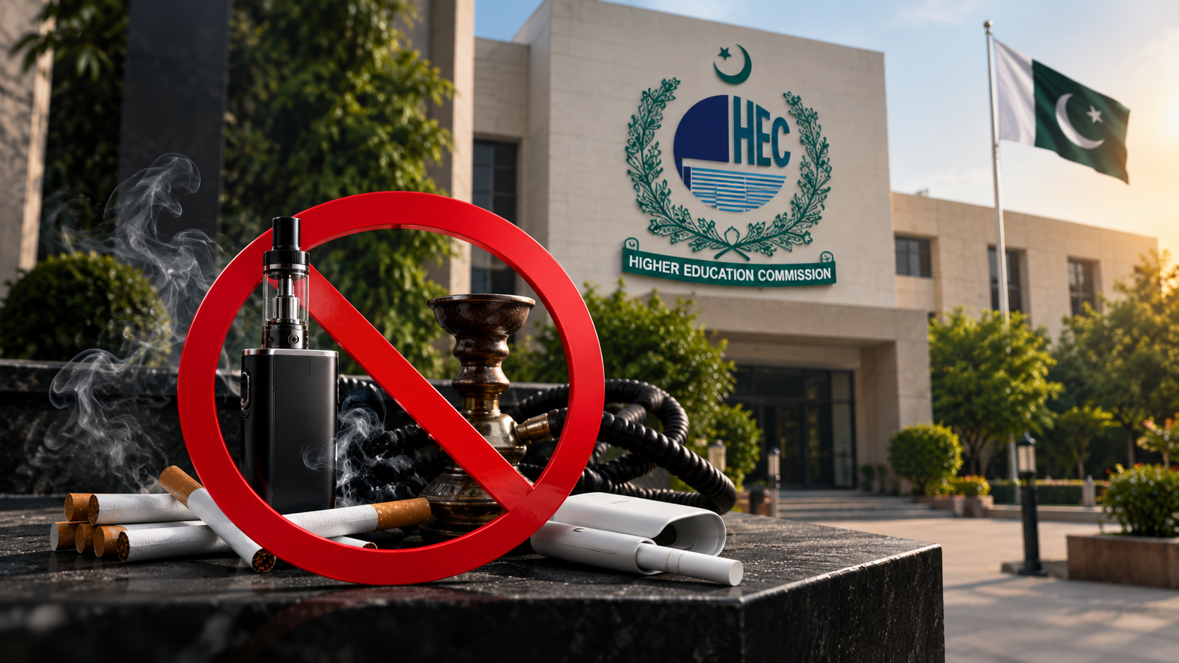 Higher Education Commission of Pakistan announces a ban on cigarettes, vaping, sheesha and other smoking products across its offices and premises.