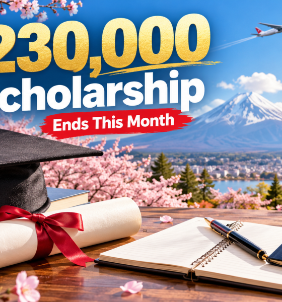 Japan scholarship that's offering upto ¥230,000 ends this month