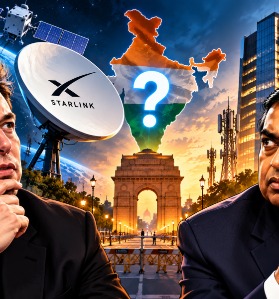 Elon Musk and Mukesh Ambani amid Starlink India launch dispute