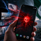 Smartphone showing a cybersecurity warning about zero-click spyware attacks through targeted online advertisements in Pakistan.